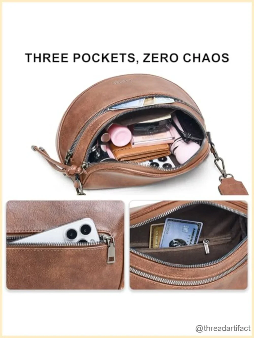 Faux Leather Crossbody Sling Bag for Women - Travel Fanny Pack